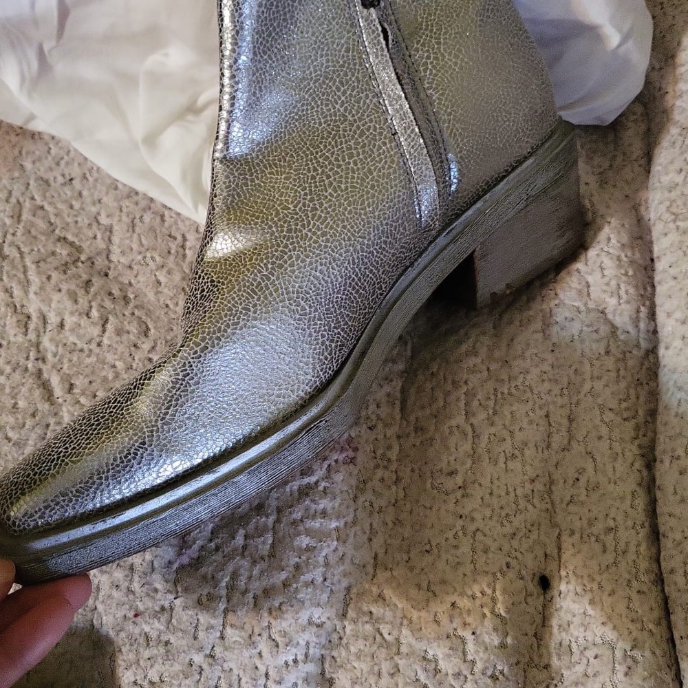 Franco Sarto Silver Ankle Boots with Side Zipper